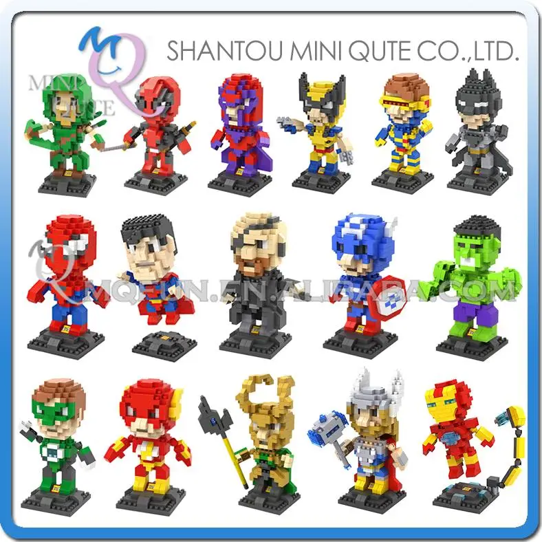 

Mini Qute WTOYW LOZ Marvel Avenger super hero Thor superman Captain America block plastic building block model educational toy