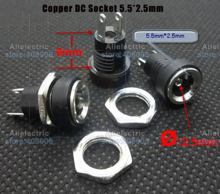 50PCS x Copper 5.5mm x 2.5mm DC Power Jack Socket Female Panel Mount plug 3A 2 Pin Soldering DIY
50PCS x Copper 5.5mm x 2.5mm DC Power Jack Socket Female Panel Mount plug 3A 2 Pin Soldering DIY