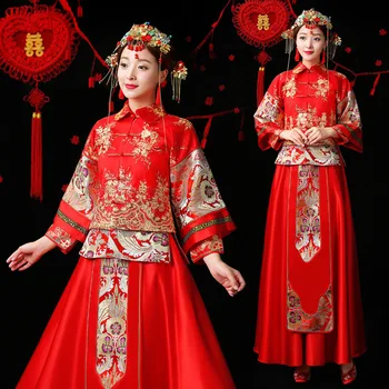 Red Traditional Women Embroidery Long Qipao Oriental Asian Noble Bride Wedding Party Dress Chinese Style Marriage Cheongsam
Red Traditional Women Embroidery Long Qipao Oriental Asian Noble Bride Wedding Party Dress Chinese Style Marriage Cheongsam