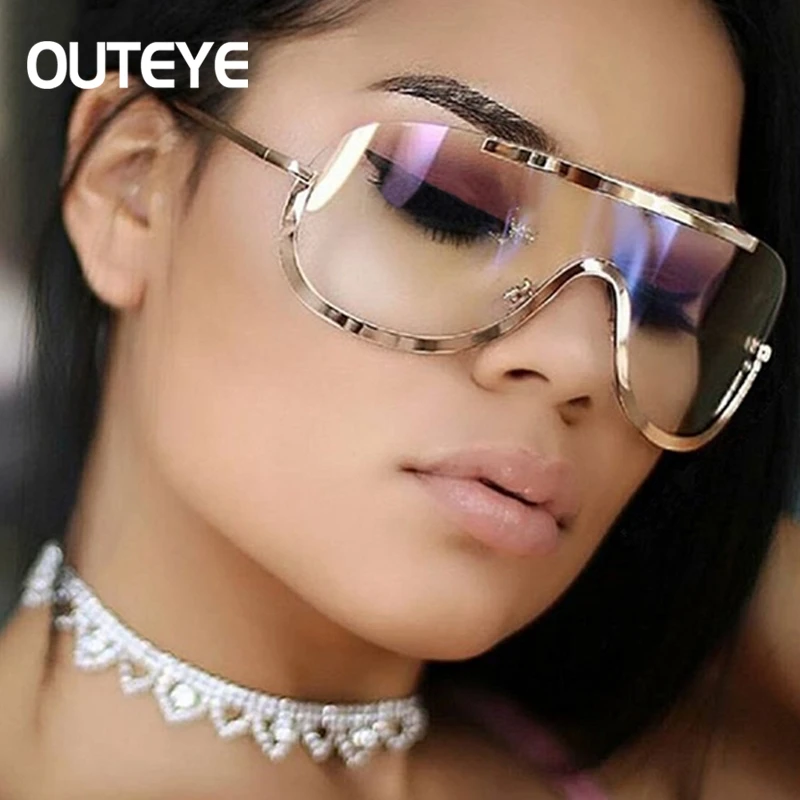 New Oversized Shield Sunglasses Big Frame Alloy One Piece Sexy Cool Sun Glasses Women Gold Clear Eyewear Gradient Shades
New Oversized Shield Sunglasses Big Frame Alloy One Piece Sexy Cool Sun Glasses Women Gold Clear Eyewear Gradient Shades