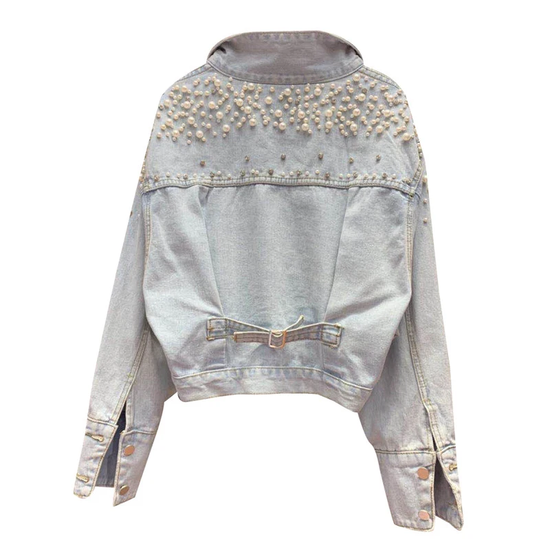 Autumn Long Sleeve Jeans Coat Pearl Loose Outerwear Female Streetwear Fashion Loose Beading Hole Denim Jacket Women
Autumn Long Sleeve Jeans Coat Pearl Loose Outerwear Female Streetwear Fashion Loose Beading Hole Denim Jacket Women