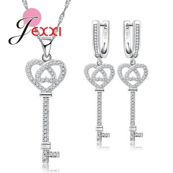 Fashion Key Design Silver Color Jewelry Set For Wedding Party Cocktail Gift For Women Earrings/Necklace Ch
Fashion Key Design Silver Color Jewelry Set For Wedding Party Cocktail Gift For Women Earrings/Necklace Ch