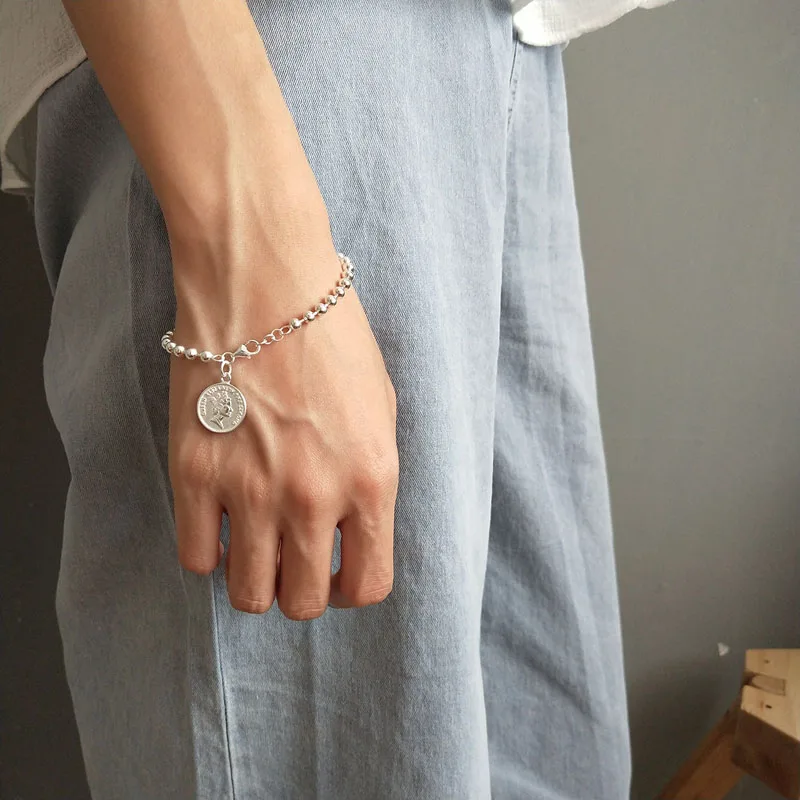 Real 925 Sterling Silver Disc Portrait Carving Gothic Coin Bracelet For Women Party Light Beads Chain Fashion Jewelry
Real 925 Sterling Silver Disc Portrait Carving Gothic Coin Bracelet For Women Party Light Beads Chain Fashion Jewelry
