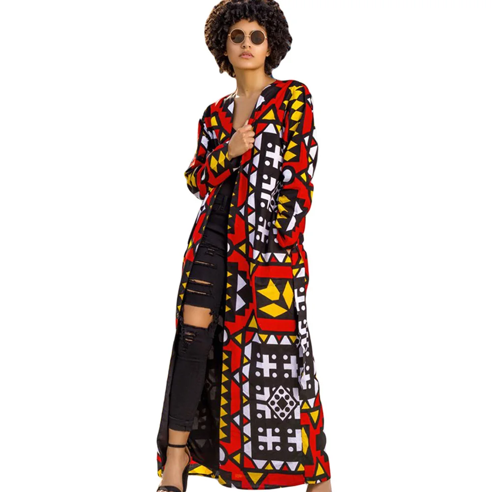 Workwear Elegant Pocket Belted Open Front V Neck Vintage Print Fashion Coat 2019 Autumn Streetwear Women Long Coats Outerwear
Workwear Elegant Pocket Belted Open Front V Neck Vintage Print Fashion Coat 2019 Autumn Streetwear Women Long Coats Outerwear
