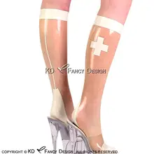 Прозрачный и белый крест сексуальные резиновые латексные носки