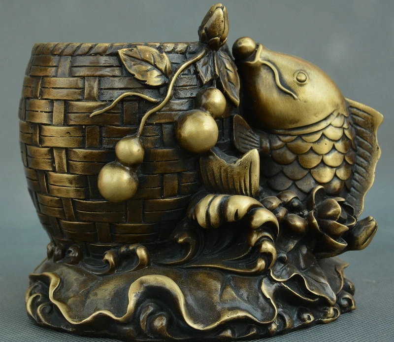 6 China Folk Bronze Wealth Fish Gourd Pen Container Brush Pot Pencil Vase Statue
6 China Folk Bronze Wealth Fish Gourd Pen Container Brush Pot Pencil Vase Statue