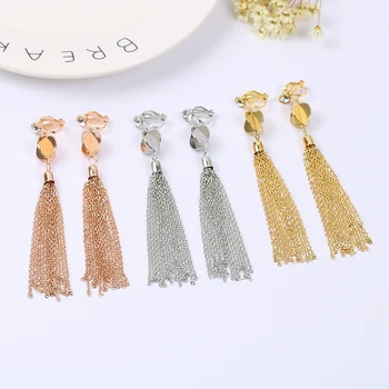 Rose Gold Long Tassel Create Circle Clip On Earrings Dangle Personality No Pierced For Women Party Luxury Bridal Ear Clip Gift
Rose Gold Long Tassel Create Circle Clip On Earrings Dangle Personality No Pierced For Women Party Luxury Bridal Ear Clip Gift