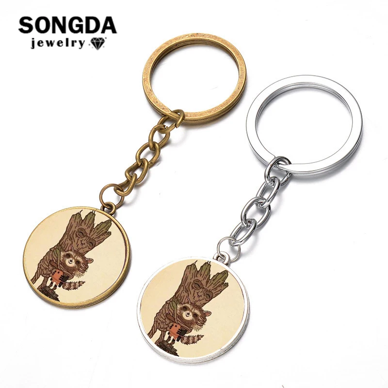 SONGDA Cute Tree Man & Rocket Raccoon Warm Picture Glass Keychain Bag Charms Pendant Guardians of Galaxy Movies Key Ring Holder
SONGDA Cute Tree Man & Rocket Raccoon Warm Picture Glass Keychain Bag Charms Pendant Guardians of Galaxy Movies Key Ring Holder