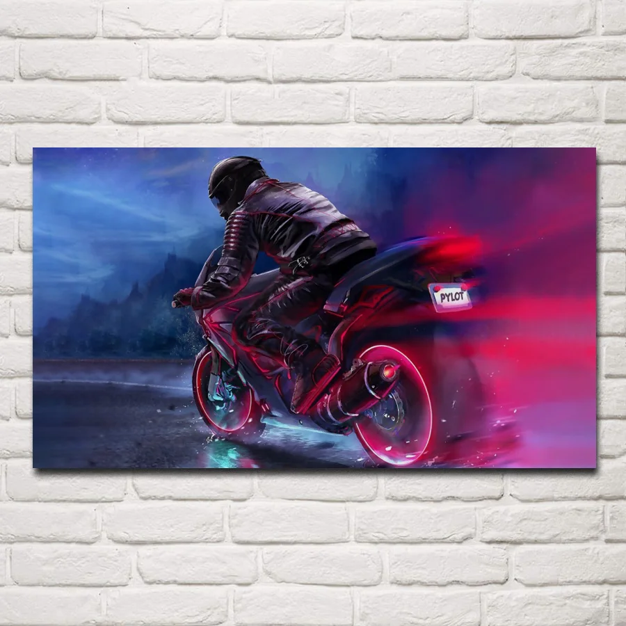 Retrowave Biker Pylot Synthwave Neon Motorcycle living room decoration home wall art decor wood frame fabric posters MD551
Retrowave Biker Pylot Synthwave Neon Motorcycle living room decoration home wall art decor wood frame fabric posters MD551