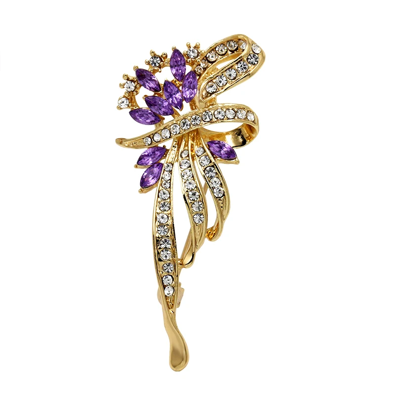 Factory Direct Sale Elegant Crystal Rhinestones Purple and Clear Flower Bouquet Brooch Pins for Women
Factory Direct Sale Elegant Crystal Rhinestones Purple and Clear Flower Bouquet Brooch Pins for Women