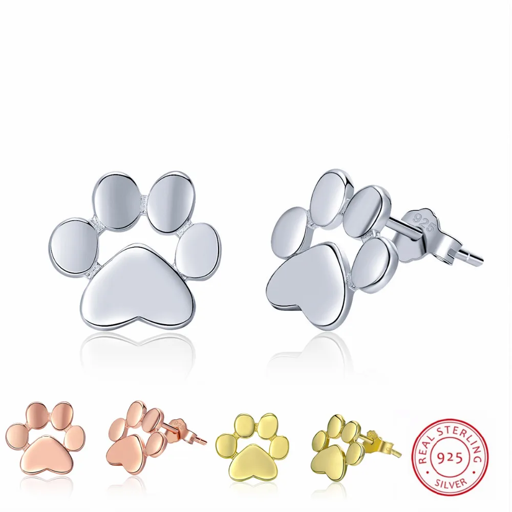 LJ&OMR 100% Authentic 925 Sterling Silver Stud Earrings White Gold/Gold/Rose Gold Color Lovely Cat Paw Design for Women Gifts
LJ&OMR 100% Authentic 925 Sterling Silver Stud Earrings White Gold/Gold/Rose Gold Color Lovely Cat Paw Design for Women Gifts