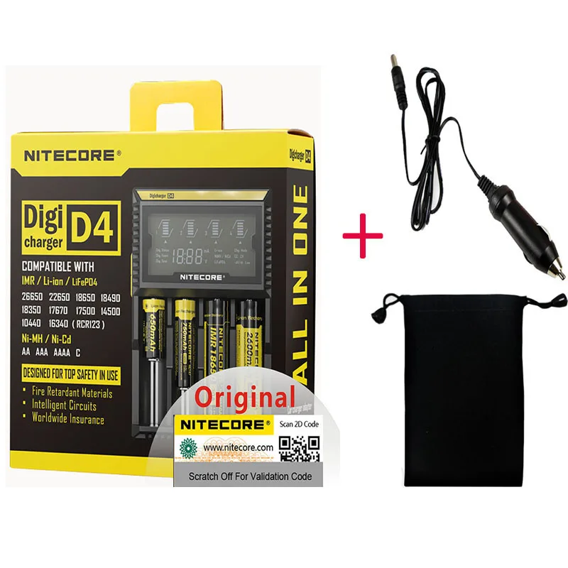 

Nitecore D4 D2 New I4 New I2 Digicharger LCD Intelligent Li-ion AA AAA 18650 14500 16340 26650 Fast Battery Charger H15