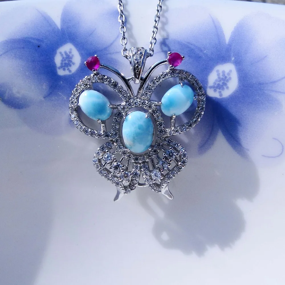 Dominica Natural Blue Larimar Butterfly Pendant 925 Sterling Silver Women's Pendant Necklace For Gift
Dominica Natural Blue Larimar Butterfly Pendant 925 Sterling Silver Women's Pendant Necklace For Gift
