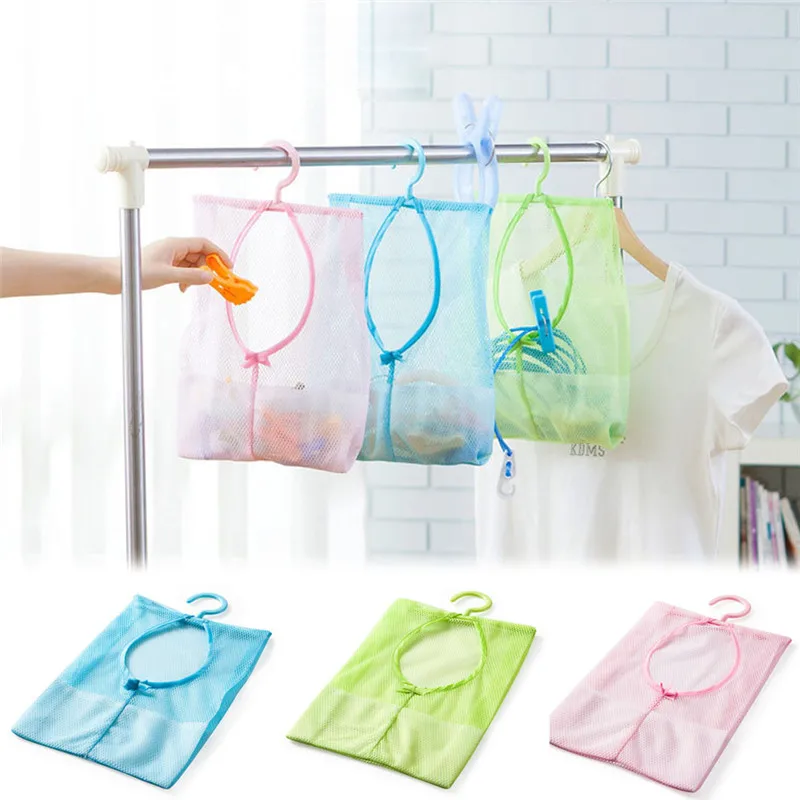 

2016 New Kitchen Bathroom Clothesline Storage Dry Doll Pillow Shelf Mesh shower Bag Hook storage rack