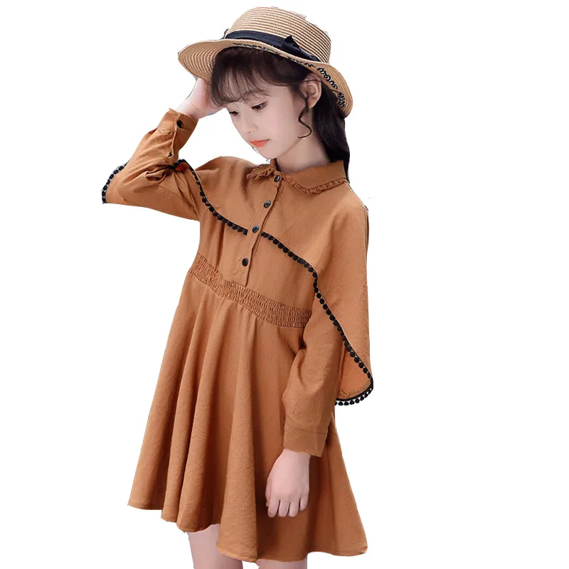 Girl's Spring And Autumn Dress 2018 Kids Dress New Big Girls Party Dresses Children's Long-Sleeved Cloak Shirt Dress Brown Pink
Girl's Spring And Autumn Dress 2018 Kids Dress New Big Girls Party Dresses Children's Long-Sleeved Cloak Shirt Dress Brown Pink