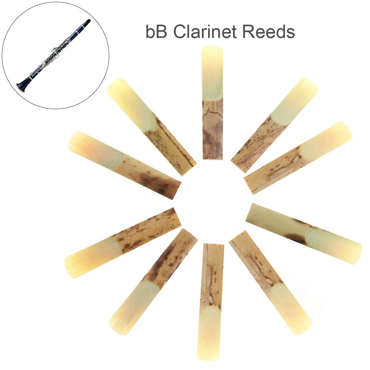 

New 10pcs Professional Bamboo bB Clarinet Reeds Strength 2.5 for Clarinet Mouthpiece Parts Traditional Bamboo Reed