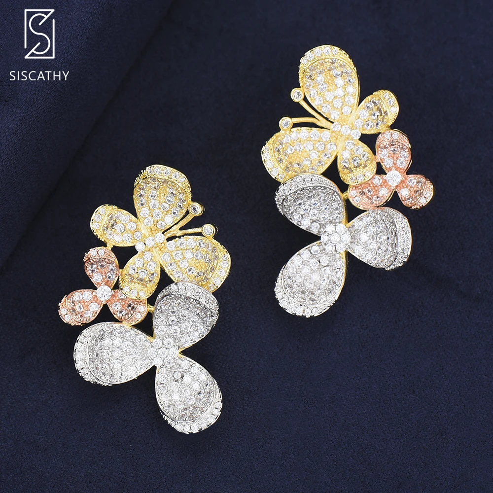 Siscathy 2019 Charms Silver/Gold/Rose Butterfly Flower Stud Earrings for Women Wedding Cubic Zircon CZ Dubai Bridal Earrings
Siscathy 2019 Charms Silver/Gold/Rose Butterfly Flower Stud Earrings for Women Wedding Cubic Zircon CZ Dubai Bridal Earrings