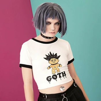 Gothic Style Fashion Summer Women Sexy Casual Short Sleeve Letter Printed Summer Bodycon T-Shirt Stretch Funny Barbarian T-shirt
Gothic Style Fashion Summer Women Sexy Casual Short Sleeve Letter Printed Summer Bodycon T-Shirt Stretch Funny Barbarian T-shirt