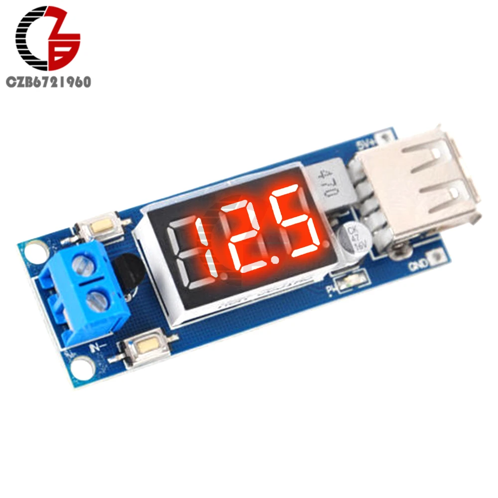 DC 4.5-40V to 5V 2A DC-DC Step Down Buck Converter Module USB Charger Power Transformer LED Display Voltmeter Voltage Meter
DC 4.5-40V to 5V 2A DC-DC Step Down Buck Converter Module USB Charger Power Transformer LED Display Voltmeter Voltage Meter