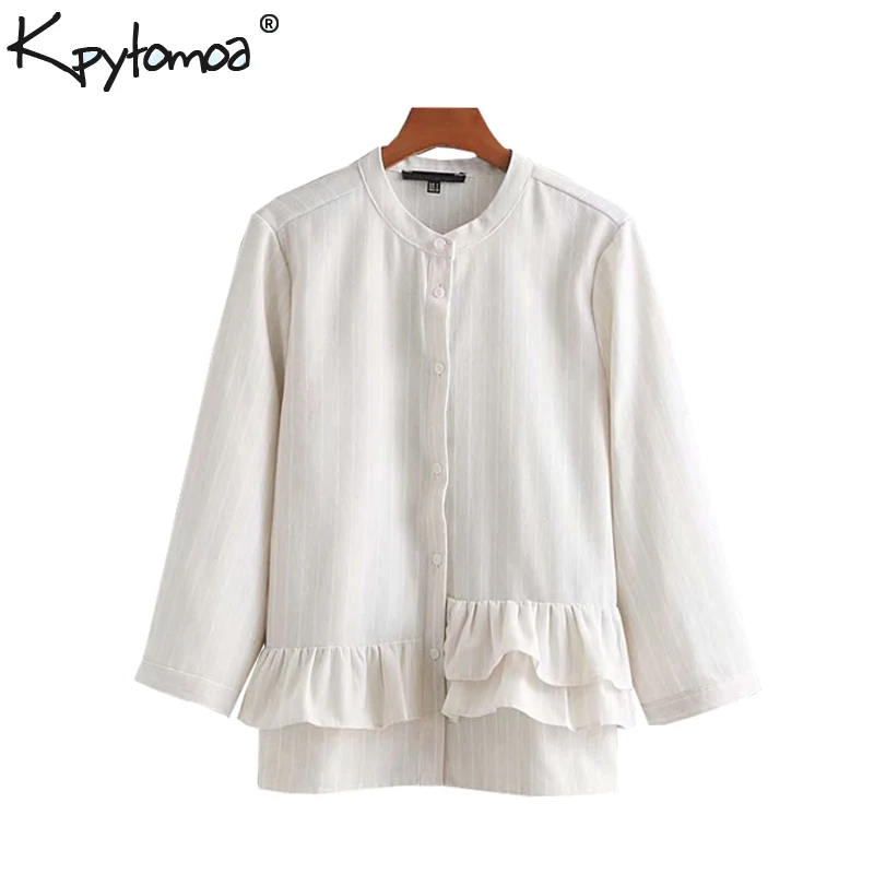 Vintage Stylish Striped Ruffles Tops Women Blouses 2019 Fashion O Neck Long Sleeve Ladies Shirts Casual Blusas Mujer
Vintage Stylish Striped Ruffles Tops Women Blouses 2019 Fashion O Neck Long Sleeve Ladies Shirts Casual Blusas Mujer