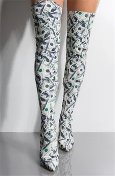 EMMA KING New Design Dollar Printing Over The Knee Boots Stretch Sock Boots Woman Elastic Pointed Toe High Heel Chic Shoes Women
EMMA KING New Design Dollar Printing Over The Knee Boots Stretch Sock Boots Woman Elastic Pointed Toe High Heel Chic Shoes Women
