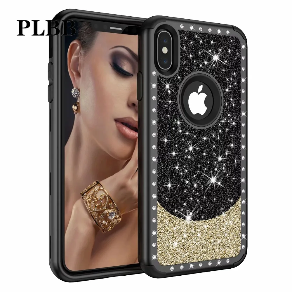 PLBB Tri Layer Heavy Duty Defender Bling Diamond Phone Case for iPhone X XR Xs Max 6 6s 7 8 Plus Soft+PC Hybrid Armor Cover
PLBB Tri Layer Heavy Duty Defender Bling Diamond Phone Case for iPhone X XR Xs Max 6 6s 7 8 Plus Soft+PC Hybrid Armor Cover