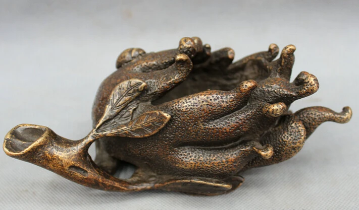S4588 8" Chinese Bronze Buddhist Chayote Chocho Ladybug Statue Incense Burner Censer D0317