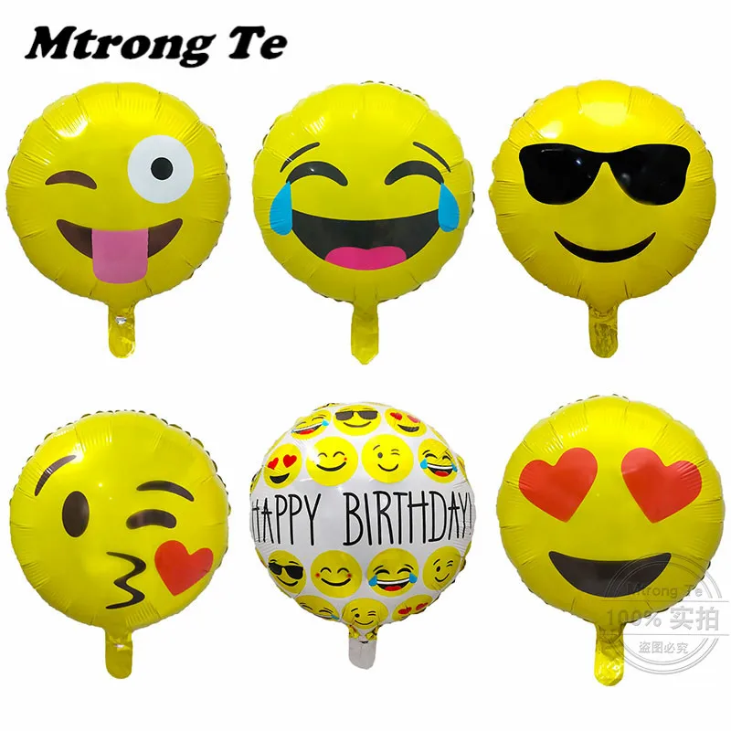 8 Pcs 18’’ Foil Emoji Face Balloons Helium Party Decoration Toy Birthday Kids