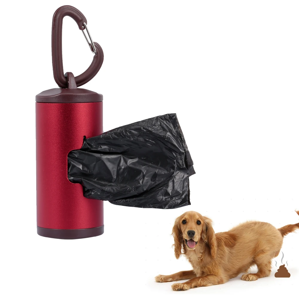 

Pet Dog Poop Bag Dispenser Waste Garbage Bags Carrier Holder Dispenser Aluminum Tube with 15pcs Waste Bags Refillable