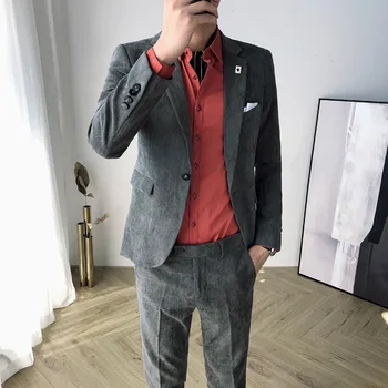 The new best man suit men's suit suit handsome British tide men's corduroy two-piece men's formal wear (blouse + pants)
The new best man suit men's suit suit handsome British tide men's corduroy two-piece men's formal wear (blouse + pants)