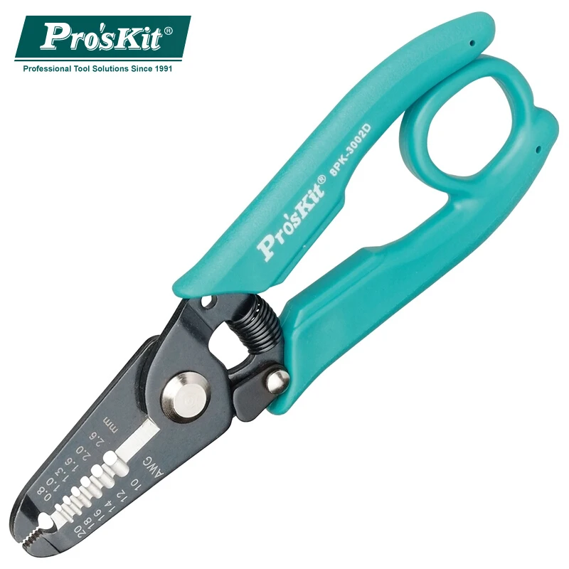 

Pro'sKit 8PK-3001D(AWG 30/28/26/24/22/20) 8PK-3002D(AWG20,18,16,14,12,10) Electronic Wire Stripper Cutter Cutting Pliers