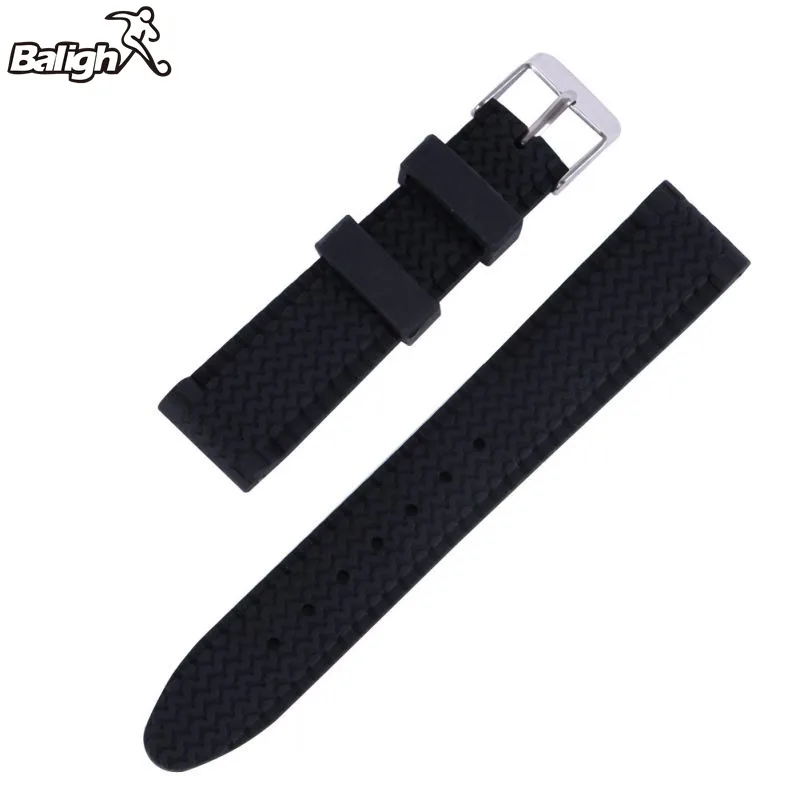 Фото Newest Fashion Men Casual Watch Band Soft Silicone Rubber Waterproof Wrist Strap 18-24mm Black | Наручные часы