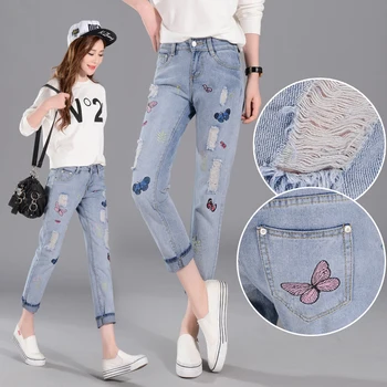 plus size denim jeans pants women spring autumn 2016 bermuda feminina butterfly embroidery jeans harlan hole pant female A0951
plus size denim jeans pants women spring autumn 2016 bermuda feminina butterfly embroidery jeans harlan hole pant female A0951