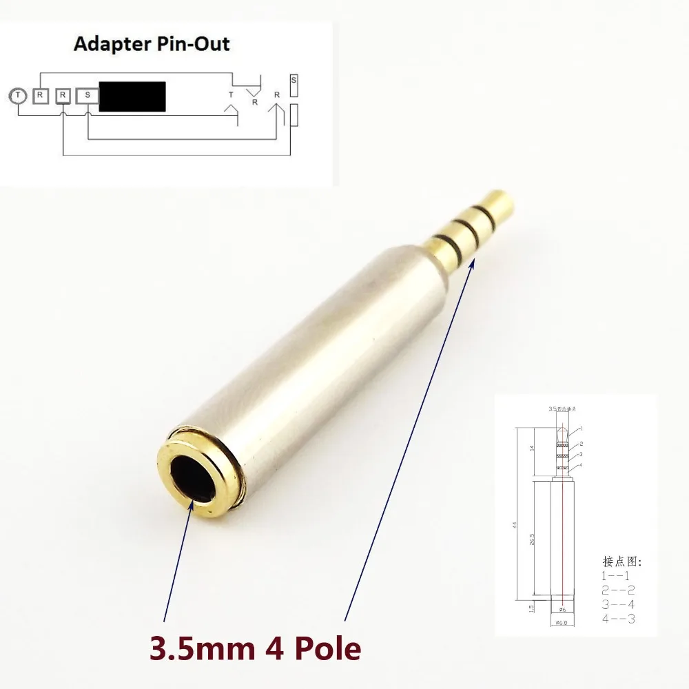 1pcs 3.5mm 4 Pole Stereo Male to 1/8" Female Audio Adapter Headphone TRRS Convertor
1pcs 3.5mm 4 Pole Stereo Male to 1/8" Female Audio Adapter Headphone TRRS Convertor