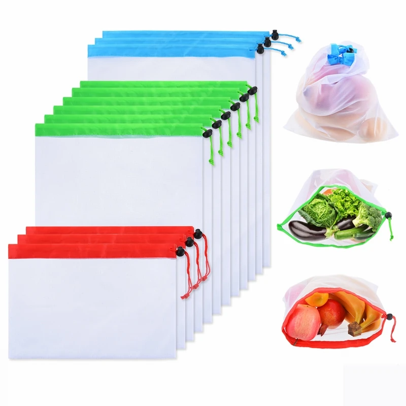 

Reusable Mesh Produce Bag Washable Eco-Friendly Bags for Grocery Shopping Storage Fruit Vegetable Sundries Organizer Storage Bag