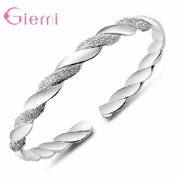 925 Sterling Silver Twining Scrub&Smooth Open Bangle Cuff Bracelet Fashion Female Silver Jewelry Bangle Women Girl Best Gifts
925 Sterling Silver Twining Scrub&Smooth Open Bangle Cuff Bracelet Fashion Female Silver Jewelry Bangle Women Girl Best Gifts