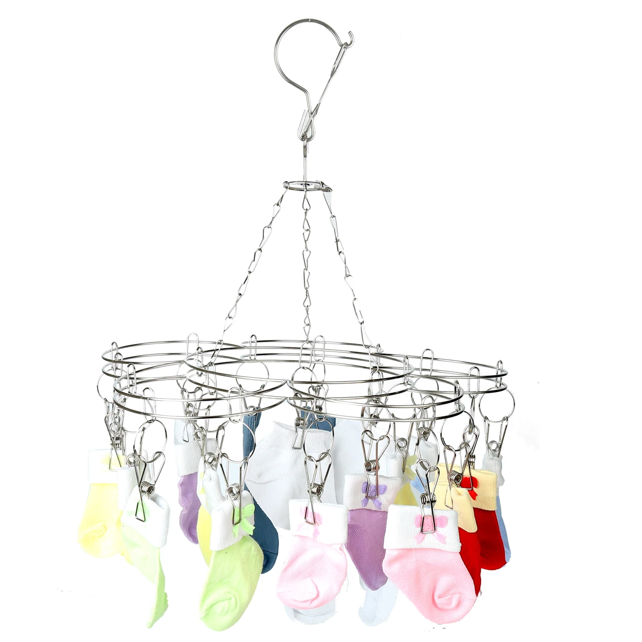 Stainless steel multi-clip hanging clothes drying rack socks circular feature children wind racks clip hook | Дом и сад