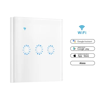 WiFi Touch Wall Light Switch Panel 1/2/3 Gang Wireless Wall Switch Support Timing and Remote Control Work with Alexa Google Home
WiFi Touch Wall Light Switch Panel 1/2/3 Gang Wireless Wall Switch Support Timing and Remote Control Work with Alexa Google Home