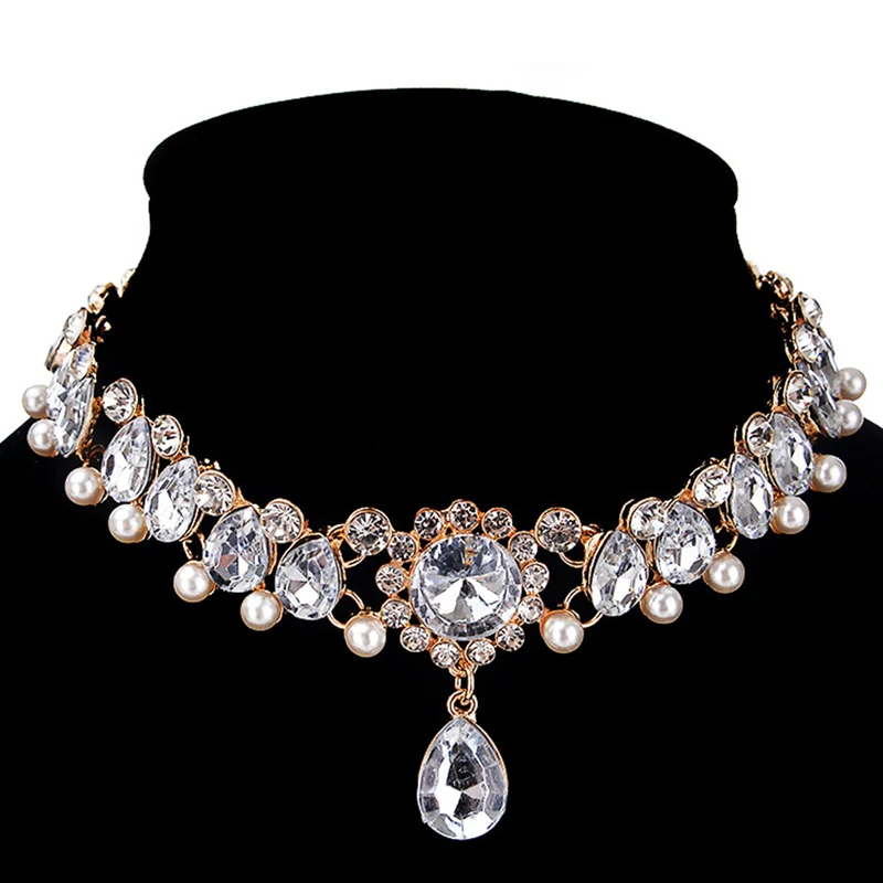 Преувеличенное элегантное подвесное ожерелье для женщин хрустальные стразы и