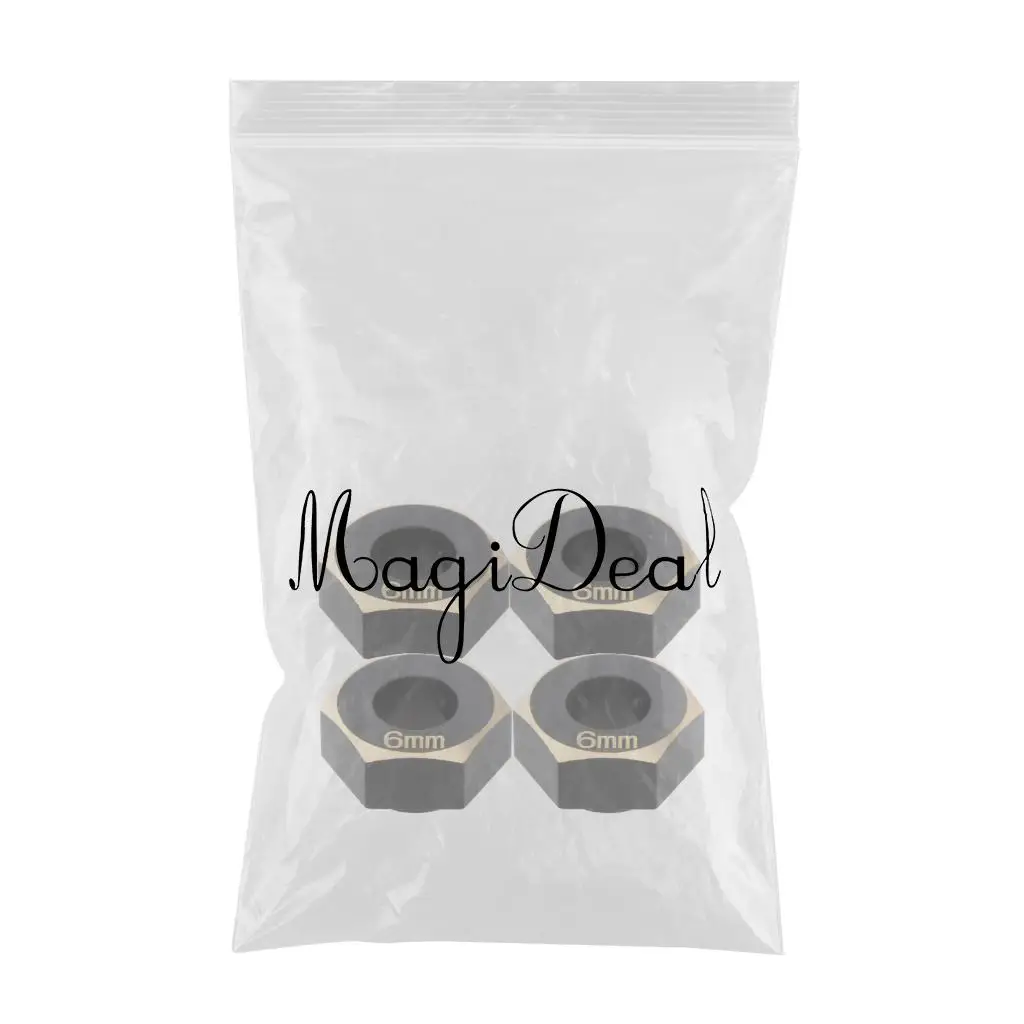 4Pcs Machined Brass 6mm Wheel Hex Hub Adapter for 1/10 Traxxas -4 Climbing Crawler RC Hobby Model Car