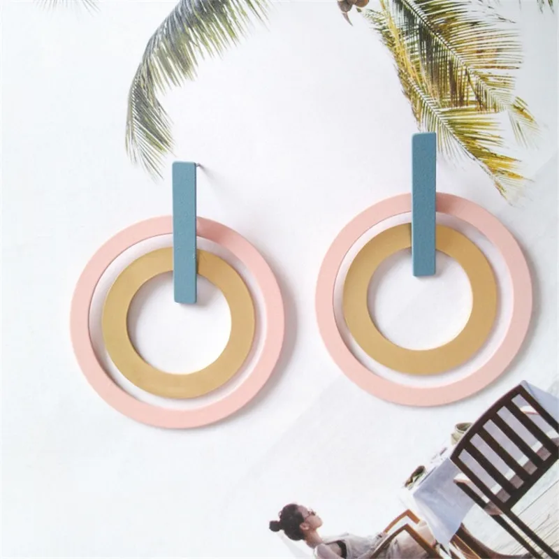 Hot Selling Newest Design Colorful Coating Circles Round Drop Earrings For Woman Jewelry
Hot Selling Newest Design Colorful Coating Circles Round Drop Earrings For Woman Jewelry