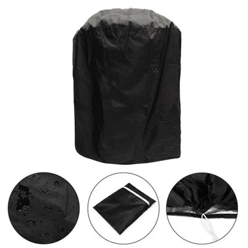 1pcs Round Waterproof BBQ Grill Cover Black Portable Kettle Barbecue Protector Dust Outdoor Protective Cover