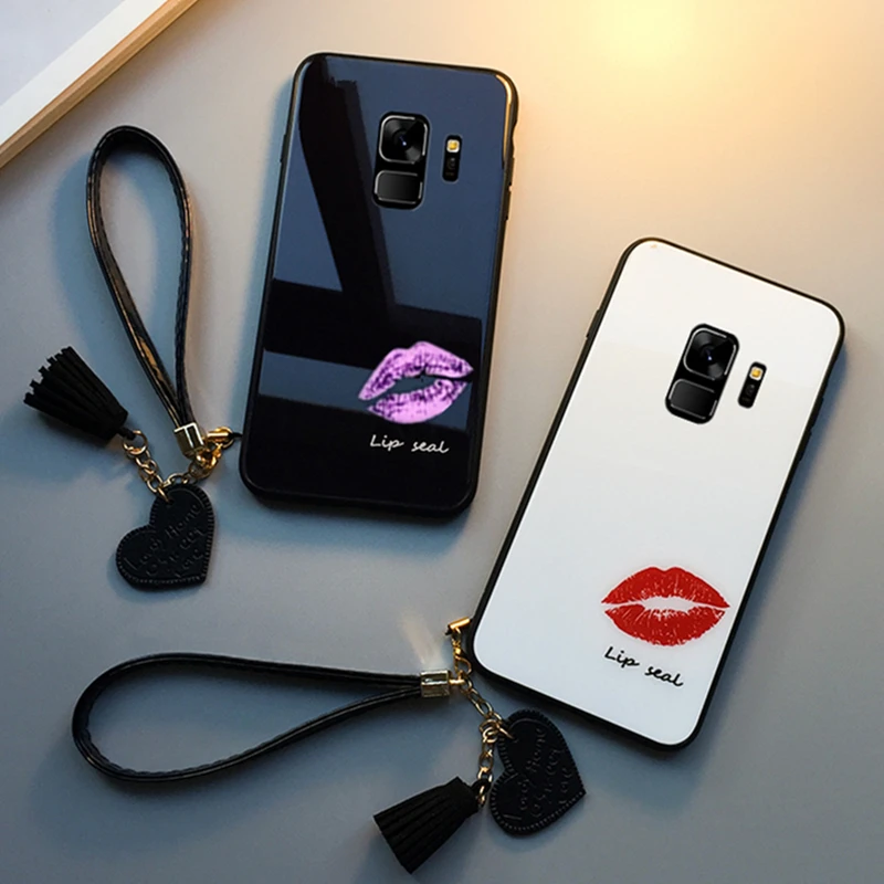 For Samsung Galaxy A9 2018 Case Tempered Glass Lip print Back Cover For Samsung A7 A8 A5 A9 2018 A6 Plus A9 Pro Tassel Lanyard
For Samsung Galaxy A9 2018 Case Tempered Glass Lip print Back Cover For Samsung A7 A8 A5 A9 2018 A6 Plus A9 Pro Tassel Lanyard