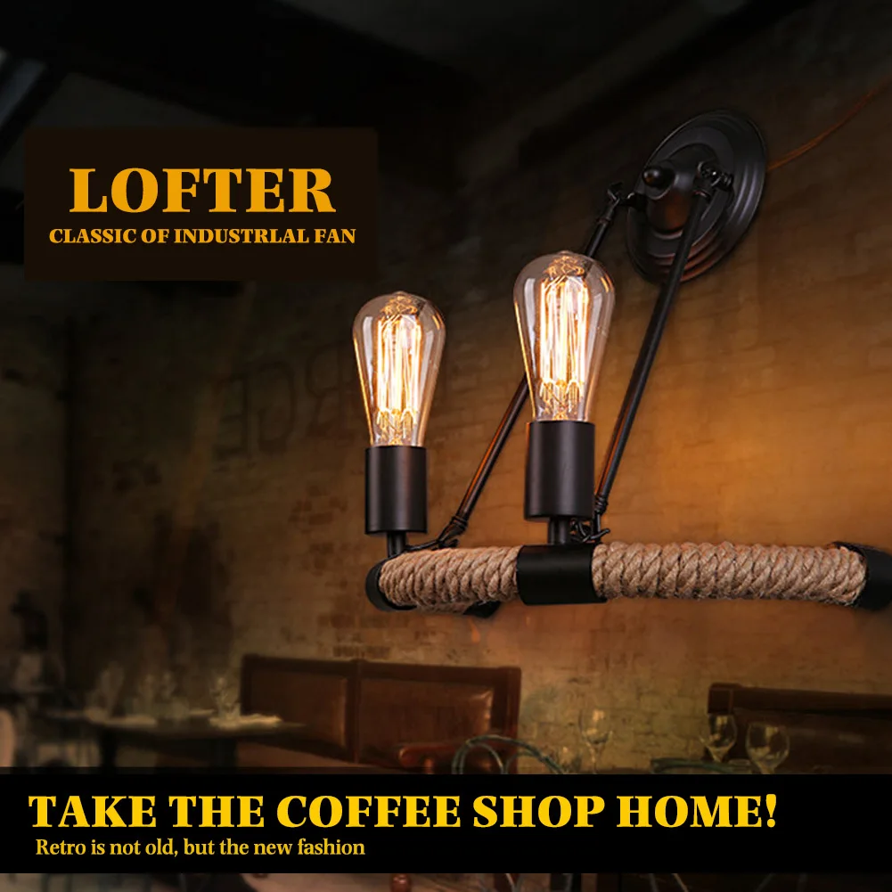 Industrial Retro Loft LED Hemp Rope Wall Lamp Metal Fixtures Wall Sconce Light for Aisle Bedroom Bedside Home Indoor Lighting
Industrial Retro Loft LED Hemp Rope Wall Lamp Metal Fixtures Wall Sconce Light for Aisle Bedroom Bedside Home Indoor Lighting