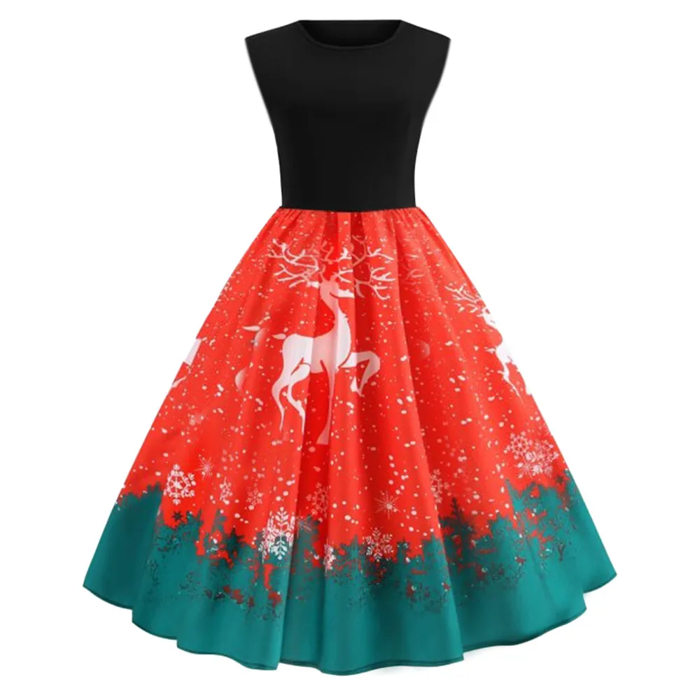 Christmas Elk Print Sleeveless Dress Women O-Neck Evening Party Dress Fashion Casual Women Draped Empire Dresses Vestidos /PT
Christmas Elk Print Sleeveless Dress Women O-Neck Evening Party Dress Fashion Casual Women Draped Empire Dresses Vestidos /PT