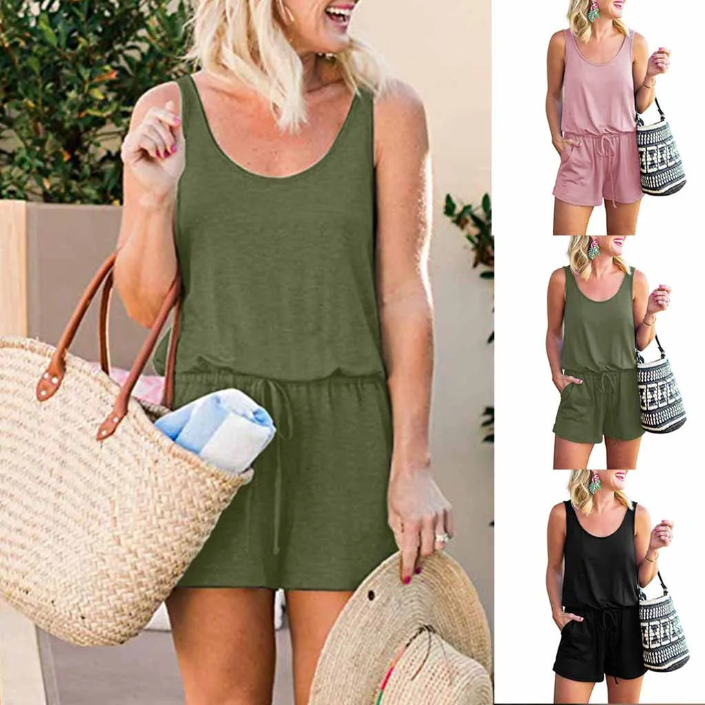 2019 Fashsiualy jumpsuit short summer Womens Summer Scoop Neck Sleeveless Tank Top Short Jumpsuit Rompers Overalls for women
2019 Fashsiualy jumpsuit short summer Womens Summer Scoop Neck Sleeveless Tank Top Short Jumpsuit Rompers Overalls for women