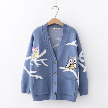 Embroidery Sweater Women 2019 Cartoon Owl Embroidery Cardigans Cute Loose Knit Sweater Cardigan Coat Women Sweet Sweater Jacket
Embroidery Sweater Women 2019 Cartoon Owl Embroidery Cardigans Cute Loose Knit Sweater Cardigan Coat Women Sweet Sweater Jacket