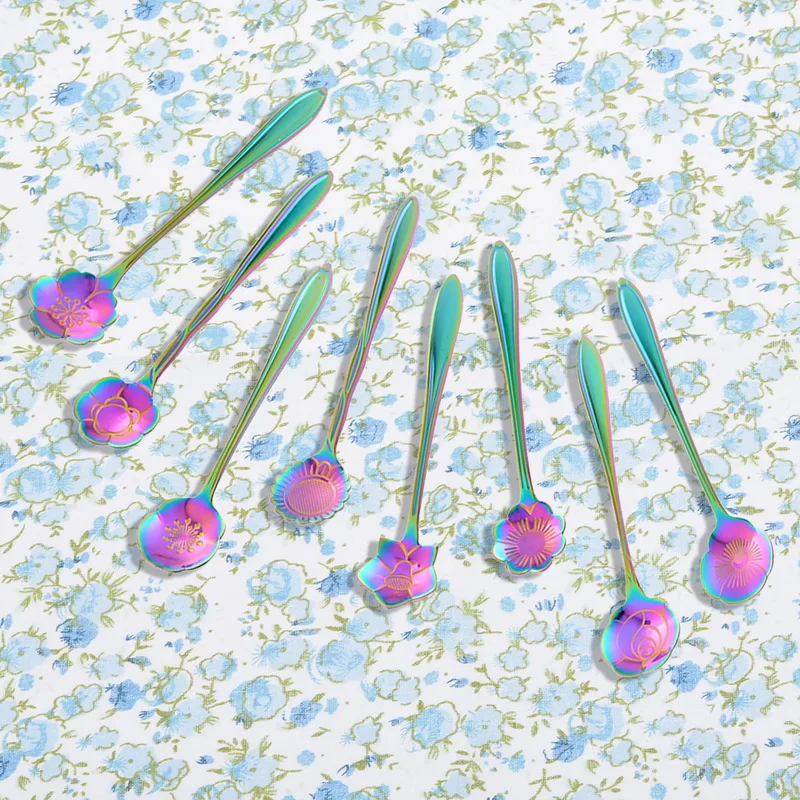 Stainless Steel8PCs Gilded Flower Petals Colorful Spoons Cherry Tea Spoon Measuring Coffee Kitchen Tools
Stainless Steel8PCs Gilded Flower Petals Colorful Spoons Cherry Tea Spoon Measuring Coffee Kitchen Tools