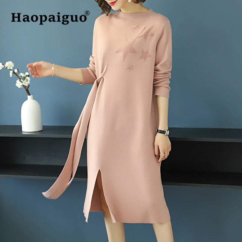 Black Winter Dress Women O-neck Long Sleeve Loose Vintage Midi Dress Women Print Star Split Ladies Dresses Plus Size Vestidos
Black Winter Dress Women O-neck Long Sleeve Loose Vintage Midi Dress Women Print Star Split Ladies Dresses Plus Size Vestidos