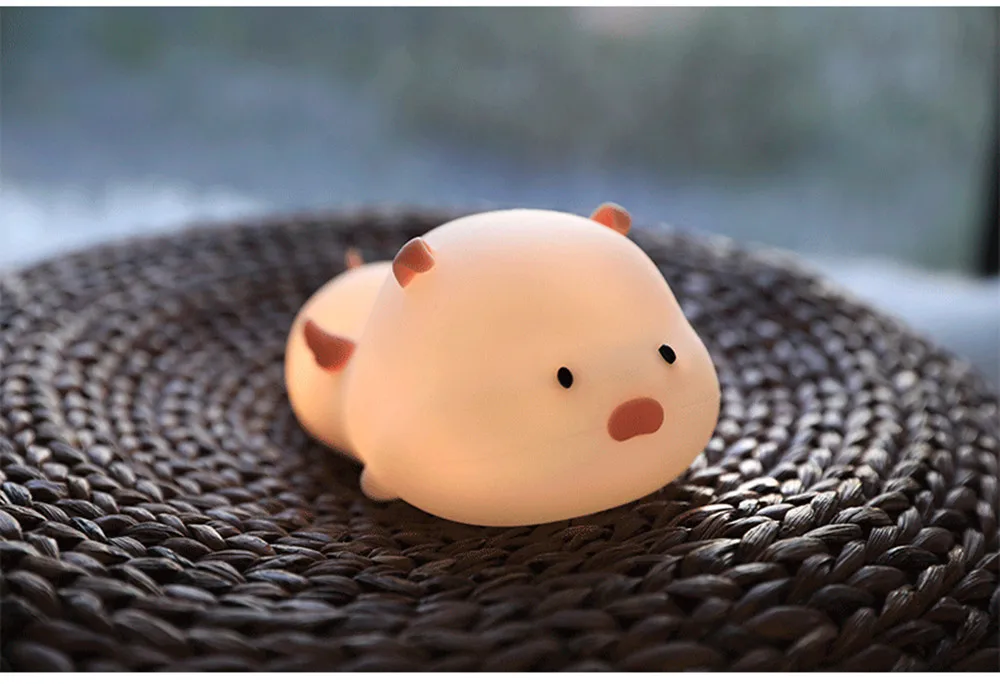 SuperNight Cute Pig LED Night Light Colorful Timing Dimmable Magnetic USB Silicone Bedroom Bedside Lamp for Children Kids Baby (16)